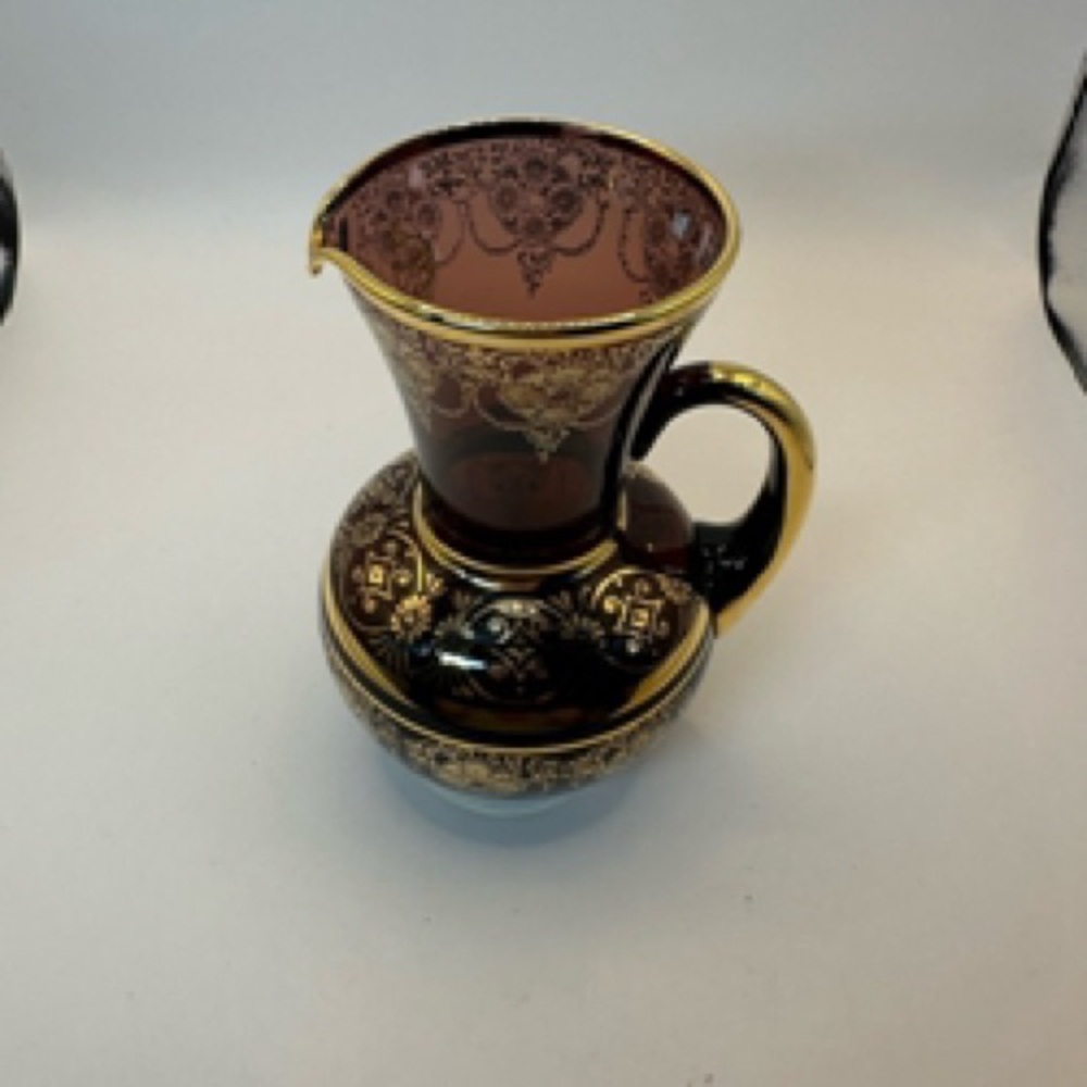 Elegant Gold and Brown Pitcher